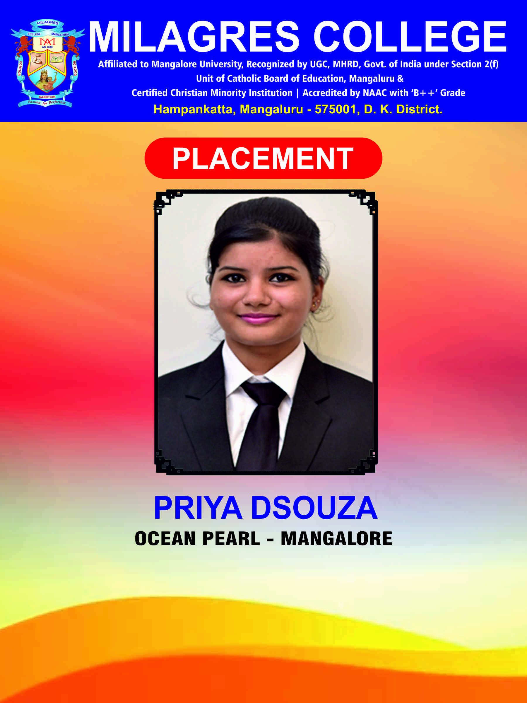 Successfully placed student